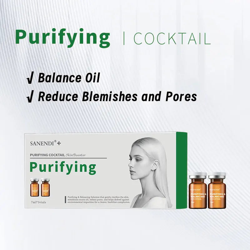 Sanendi Cocktail Serum for Facial Ampoule Hyaluronic Acid Dermapen Purifying Hydrating Skinbooster Korean Skincare Set 7ML*5Vial