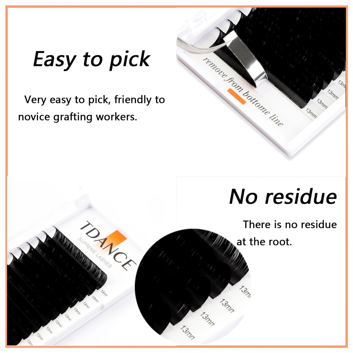 TDANCE Classic Eyelash Extension Korea PBT 16 Row Matte Black Faux Mink Lashes Russian Volume Makeup Eyelashes Individual Lash