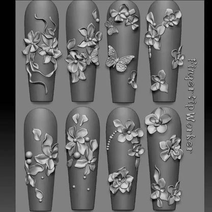 New3D Silicone Nail Mold Flower Bow Butterfly Nails Templates Transparent Mold DIY Nail Art Decor Stamping Plates Manicure Tools
