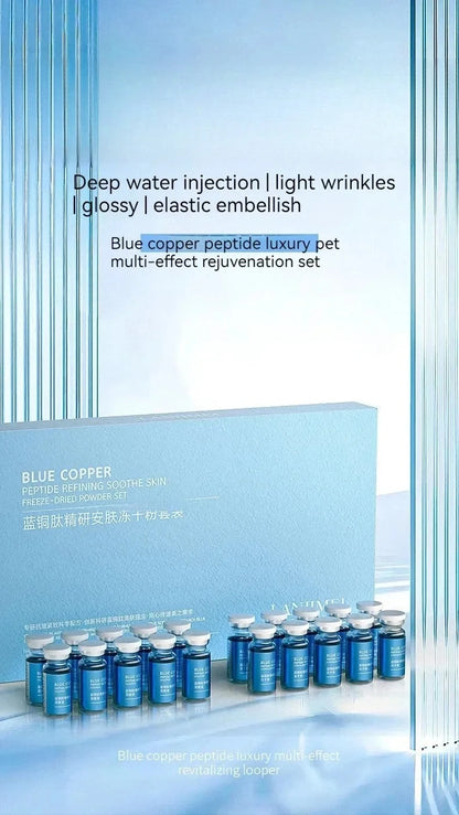 Blue Copper Peptide Freeze-Dried Powder Set Oligopeptide Anti Wrinkle Essence Shrink Pores Acne Treatment Skincare Serum