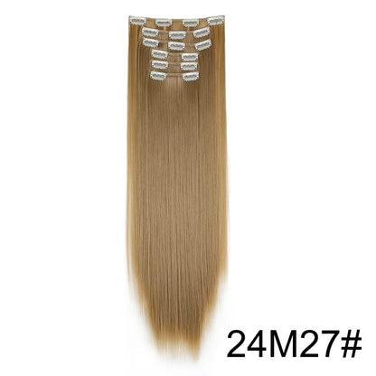 Synthetic 6pcs/set Long Straight Hair Extensions Ultra-Invisible Full Head Clip in Hair Extensions 24Inch for Women Daily Wear