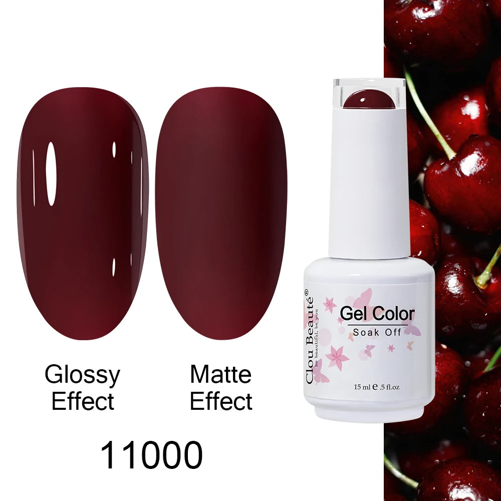Clou Beaute 15ml Nail Gel Polish Warm Color Dark Red Brown Semi Permanent Nail Art Manicure Soak Off LED UV Varnishes Lacquer
