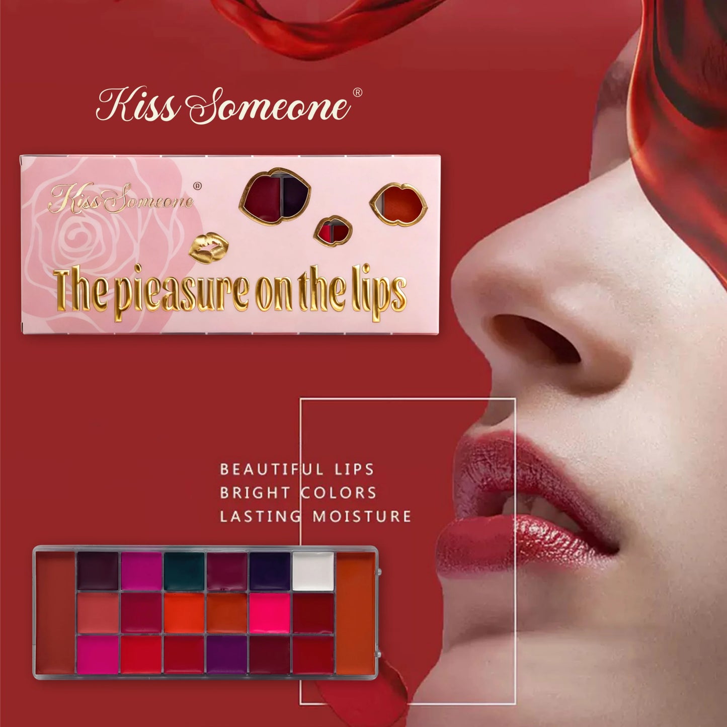 20 color lip color waterproof sweat proof powder blusher all-in-one makeup plate matte color makeup mouth red lip gla