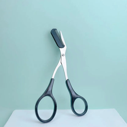 Stainless Steel Eyebrow Trimming Pink/White/Black Scissors with built-in Comb Precise Grooming Tool Creating Perfect Eyebrows