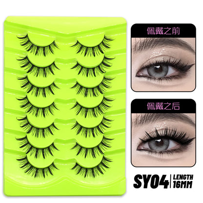 GROINNEYA Manga Lashes 5/7 pairs Eyelashes 3D Natural False Lashes Fluffy Soft Cross Wispy Natural Eyelash Extension Makeup