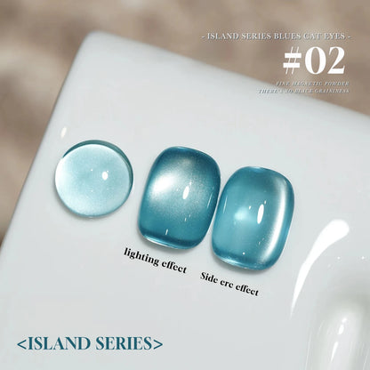 12ML 1-6PCS Blue Glass Bead Island Magnetic Moonlight Cat Eye Gel Nail Polish 2025 New Style Popular Gel Polish Nail Supplies