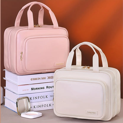New PU Leather Hanging Cosmetic Bag For Women Portable Storage Makeup Organizer Large Capacity Travel Toiletry Storage Bags