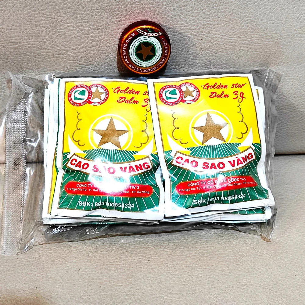 10pcs/bag Newest 3g Cao Sao Vang Vietnam Golden Star Menthol Balm Refreshing Oil for Insect Yellow Tw3 Wholesale (Retail Box)