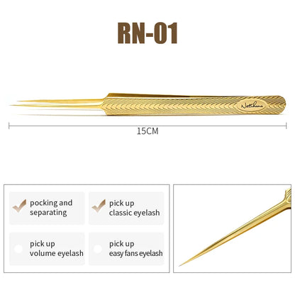 NATUHANA Anti-static Straight Eyelash Extension Tweezers Industrial Precision Curved Straight Lash Eyebrow Tweezers Makeup Tools