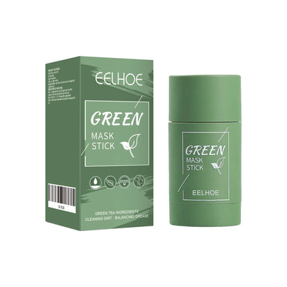 Green Tea Eggplant Solid Mask Deep Cleansing Oil Control Balance Antioxidan Shrink Pores Remove Blackheads Refreshing Mud Mask