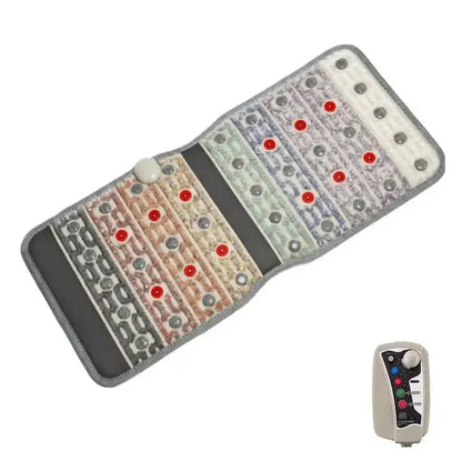 PEMF Heated Massage Pad Rainbow Crystal Wheel Pulse Infrared Photon Natural Mineral Gemstone Relieves Back Pain