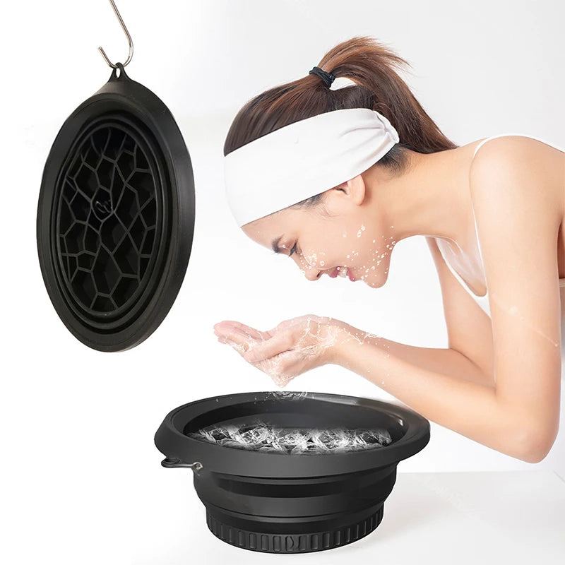 1 Pcs Large Foldable Silicone Bowl For Face Ice Bath And Home Skincare Routine Portable Face Dipping Bowl For Women And Girls