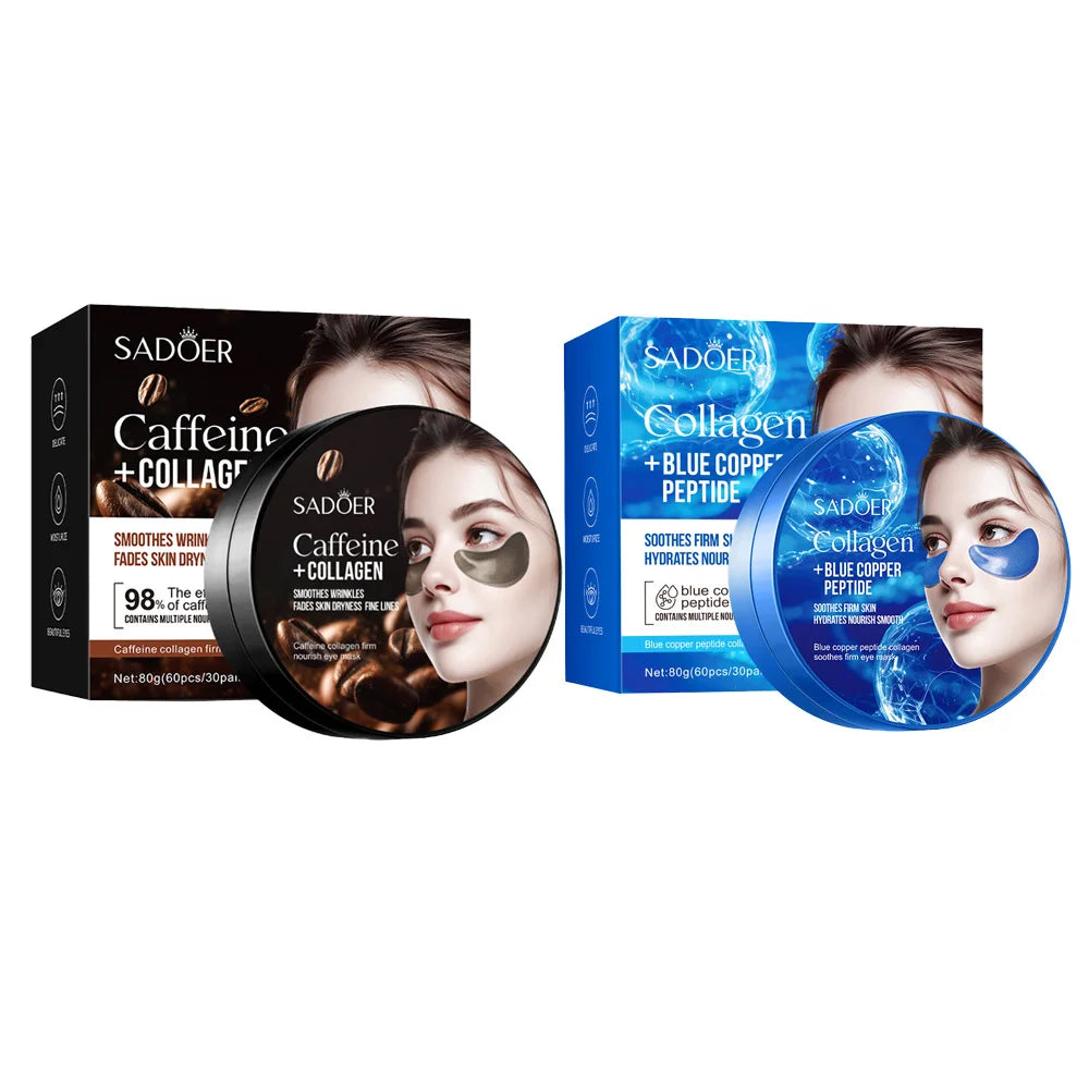 SADOER Collagen Eye Mask Caffeine Crystal Anti Dark Circles Eye Bag Remover Moisturizing Anti-aging Eye Patches Skin Eye Care