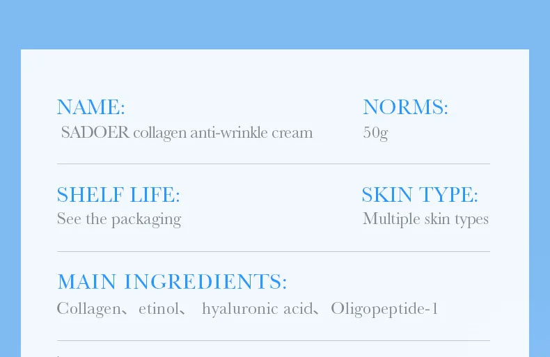SADOER Vitamin C Collagen Face Cream Anti-aging Moisturizing Whitening Hydrating Facial Cream Day Creams Beauty Face Skin Care