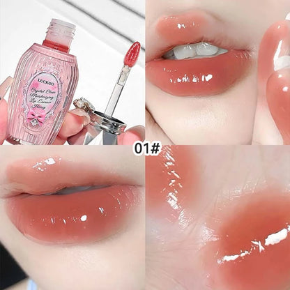 Lckgo Crystal Clear Moisture Lip Essence Gloss - Wrinkle Improvement Moisturizing Lip Balm, Mirror Gloss Lip Oil, Lipstick-Style Volume Lip Gloss