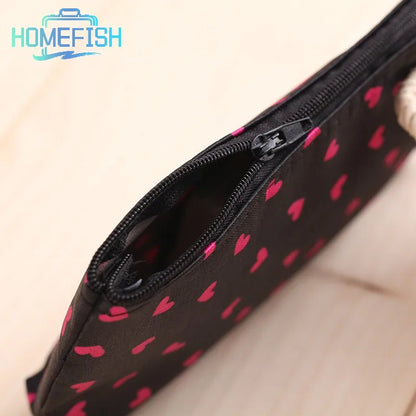 HOMEFISH Heart Pattern Zipper Makeup Bag Fashion Design Multi-Functional Bag Using As Cosmetic Pouch Or Travel Purse For Women