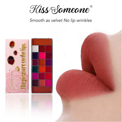 20 color lip color waterproof sweat proof powder blusher all-in-one makeup plate matte color makeup mouth red lip gla