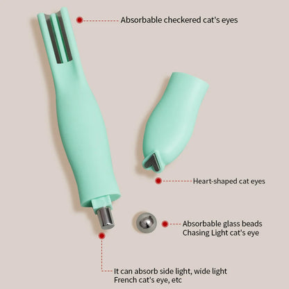 RSNAIL 4 in 1 Cat Eye Nail Magnet 3D Love Heart Nail Magnet Tool Green Multifunctional Nail Magnetic Stick for DIY Gel Polishing