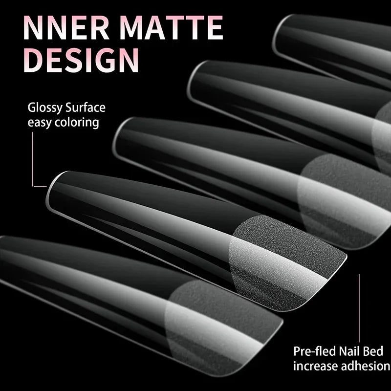 Luxury False Nail Tips Soft Gel Fingertip Semi-matte Capsules Almond French Coffin Full Cover Artificial Fake Nails Extension