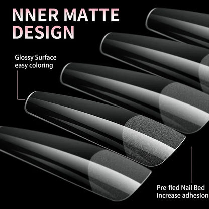 Luxury False Nail Tips Soft Gel Fingertip Semi-matte Capsules Almond French Coffin Full Cover Artificial Fake Nails Extension