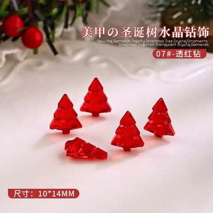 10PCS 3D Transparent Christmas Tree Nail Art Rhinestone Charms Gems Accessories For Winter Nail Decoration Design Supplies Parts