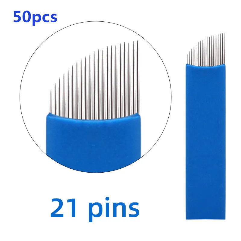 20/50pcs Microblading 0.18-0.25mm Tebori Blades Needles Tattoo Needle 7 9 11 12 14 16 18 21 Pin U shape Eyebrow Needles Makeup