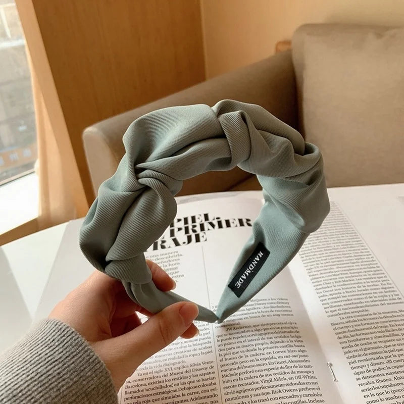 Korean Hair Accessories Solid Color Cotton Crumpled Women's Head Hoop Wide Bezel Makeup Hairbands for Ladies Headwear 2023 New