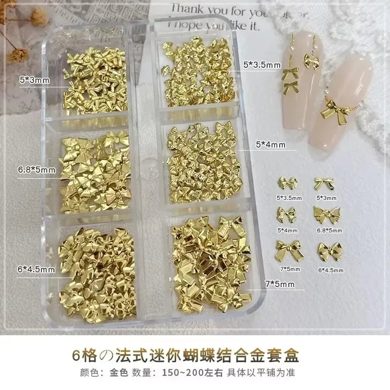Gun Black Square Rivet Metal Round Ball Cone Alloy Fork Spoon Punk Stars Bowknot Pearl Nail Art Accessories Decorations Manicure