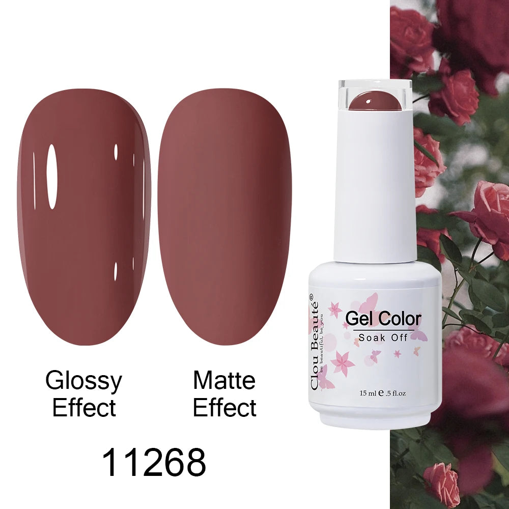 Clou Beaute 15ml Nail Gel Polish Warm Color Dark Red Brown Semi Permanent Nail Art Manicure Soak Off LED UV Varnishes Lacquer