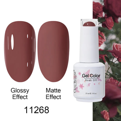 Clou Beaute 15ml Nail Gel Polish Warm Color Dark Red Brown Semi Permanent Nail Art Manicure Soak Off LED UV Varnishes Lacquer