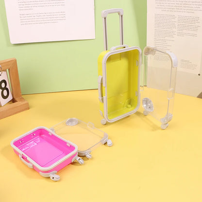 1Pc Simulation Mini Trolley Cases False Eyelashes Makeup Carrying Suitcase ABS Small Toiletry Box Women Travel Gift Box