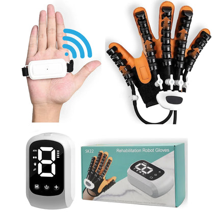 Portable 2400mAh Rechargeable Finger Training Robot Glove- 4 Modes 9 Levels Adjustable- Universal for Left Right Hands