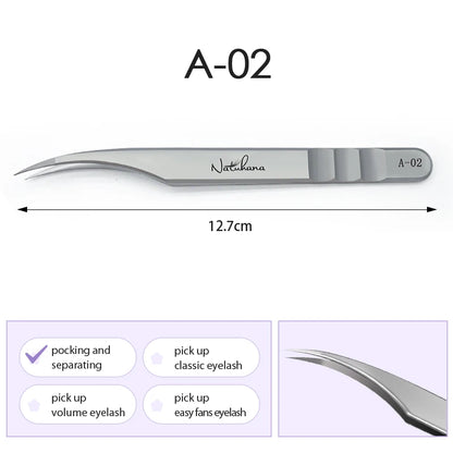 NATUHANA Anti-static Straight Eyelash Extension Tweezers Industrial Precision Curved Straight Lash Eyebrow Tweezers Makeup Tools