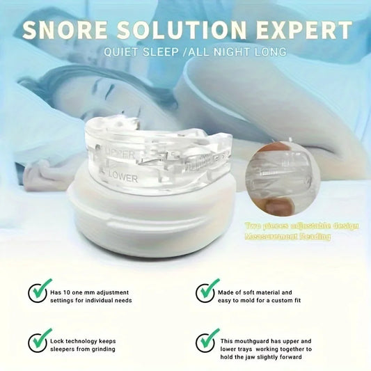 Anti-Snoring Mouth Guard, Adjustable Mouthpiece - Night Time Teeth Mouthguard & Sleeping Bite Guard for Bruxism and Stop Snoring