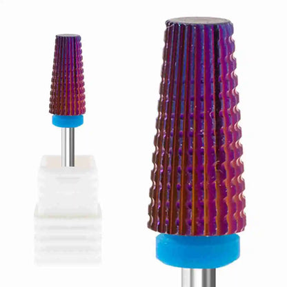 3/32" 5in1 Purple Professional Tungsten Carbide Nail Drill Bits, Unscented Tapered Milling Cutters for Gel Acrylic Removal
