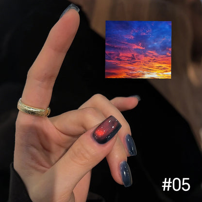 10ML 1-10PCS 2025 New Sunset Cat's Eye Nail Polish Series Amber Glass Beads Magnet Gel Nail Polish Nail Art Gold Brown Nails