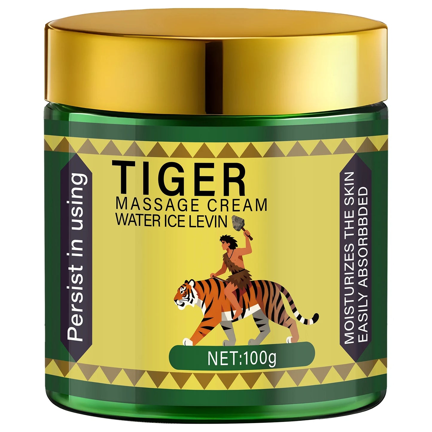 Tiger Massage Cream Moisturizes the Skin; Easily Absorbed. Persistent Soothing; Deeply Nourishing. Water Ice Levin. Net 100g.