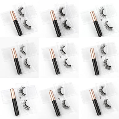 Hot 1/3Pairs Magnetic Eyelashes Soft False Lashes Repeated Use Mink Lashes Waterproof Liquid Eyeliner Tweezer Eyelash Makeup Set