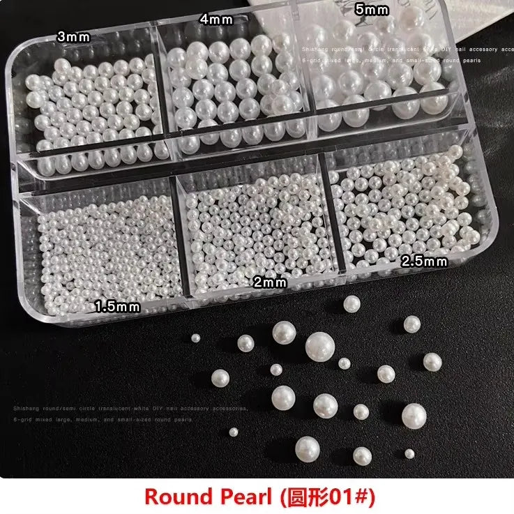 Gun Black Square Rivet Metal Round Ball Cone Alloy Fork Spoon Punk Stars Bowknot Pearl Nail Art Accessories Decorations Manicure