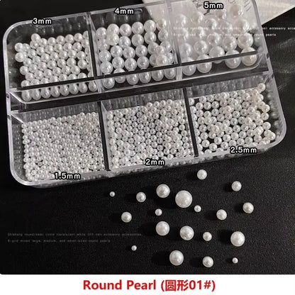 Gun Black Square Rivet Metal Round Ball Cone Alloy Fork Spoon Punk Stars Bowknot Pearl Nail Art Accessories Decorations Manicure