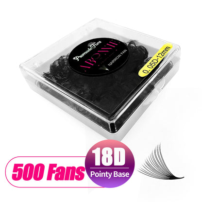 ABONNIE 500 Premade Narrow Fans Bouquet Eyelashes 8D-20D Pointy Base Mid Stem Promade Loose Fans Eyelash