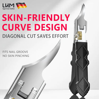 3-Piece Toenail Clippers Set - Nail File & Protective Case Included, Heavy Duty Wide Jaw, Ultra Sharp Slanted Blade Long Handle,
