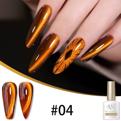 10ML 1-10PCS 2025 New Sunset Cat's Eye Nail Polish Series Amber Glass Beads Magnet Gel Nail Polish Nail Art Gold Brown Nails