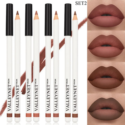 4pcs/set Lip Liner Set Lipstick, 2-in-1 Eyeliner and Lip Liner Waterproof Lip Liner Lipstick Set Women's Lip Combo Makeup