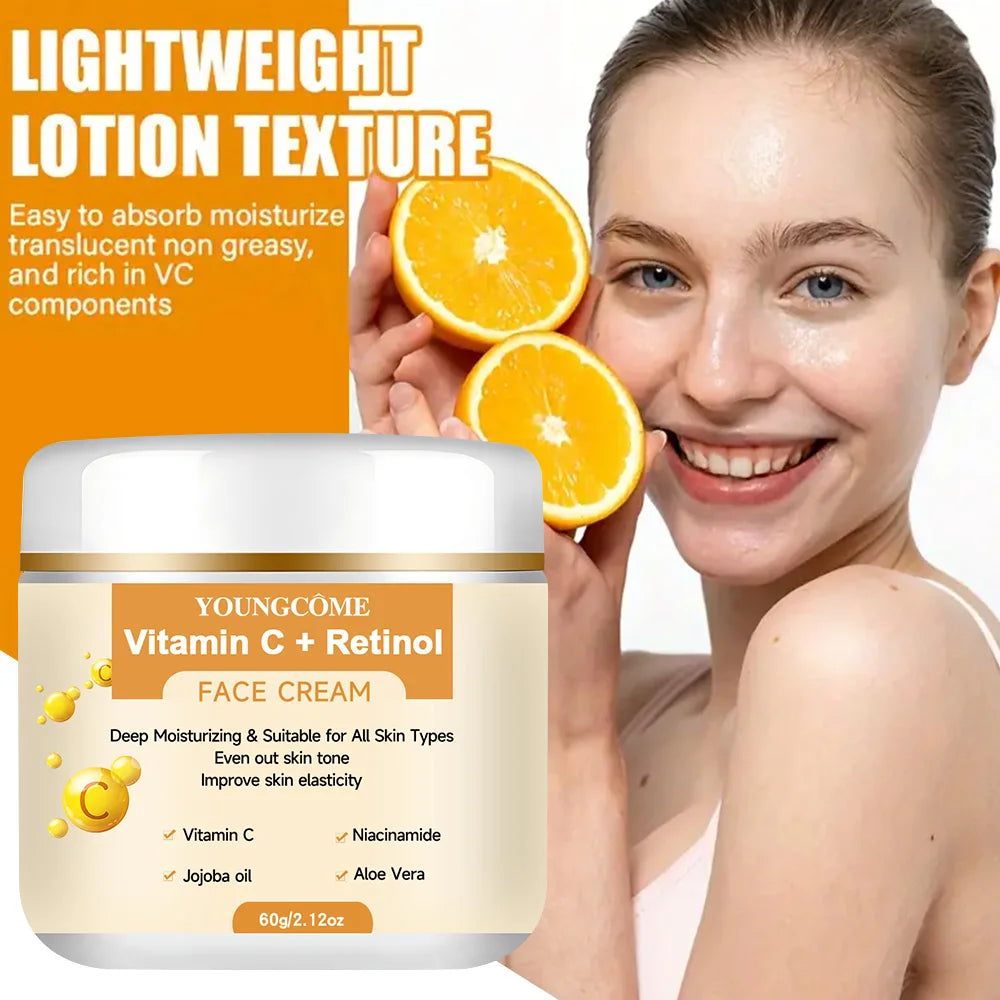 YOUNGCOME Retinol+vitaminC Deep Moisturizing and Firming Face Cream Dark Spots Removal Firming Anti Aging Repair Skin Care