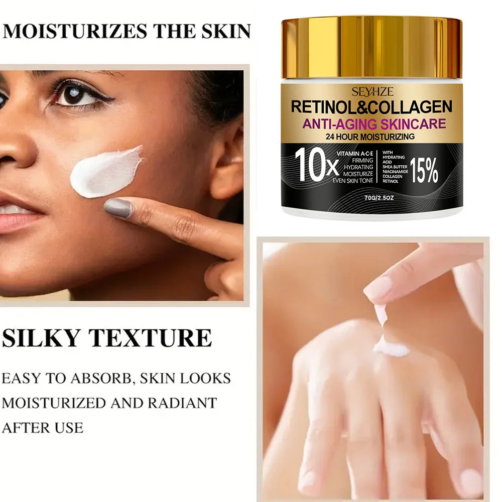 SEYHZE Retinol Collagen Moisturizing Day And Night Cream 15% Vitamin a B C E Shea Butter Hyaluronic Acid Niacinamide Plant Extra