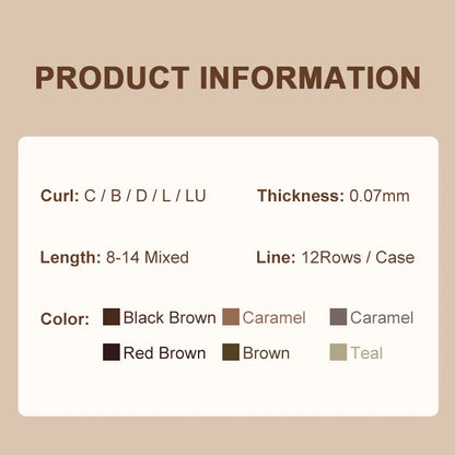 NATUHANA Caramel Colored Lashes Extension Individual Faux Mink Colour False Eyelashes Brown Teal Mocha Lashes For Makeup Tools