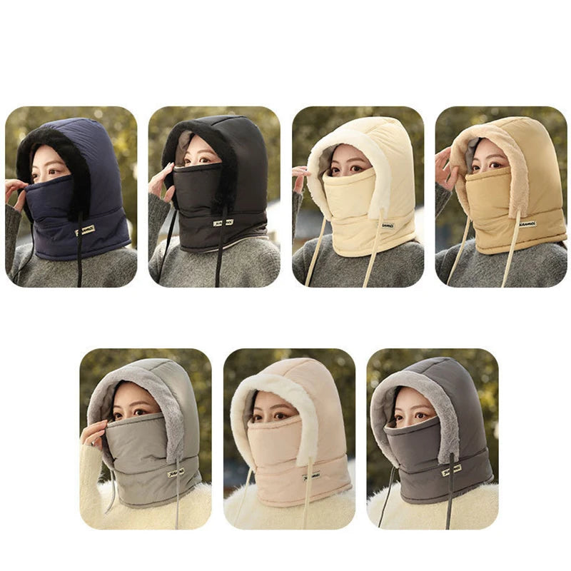 Unisex Down Cotton Women Men Balaclava Winter Hat Beanies Warmer Windproof Full Face Mask Caps Outdoor Bonnets Thickened Scarves