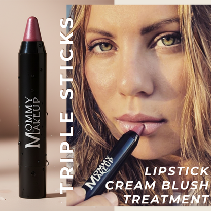 Triple Sticks Lipstick, Cream Blush, and Treatment in Pink Daisy